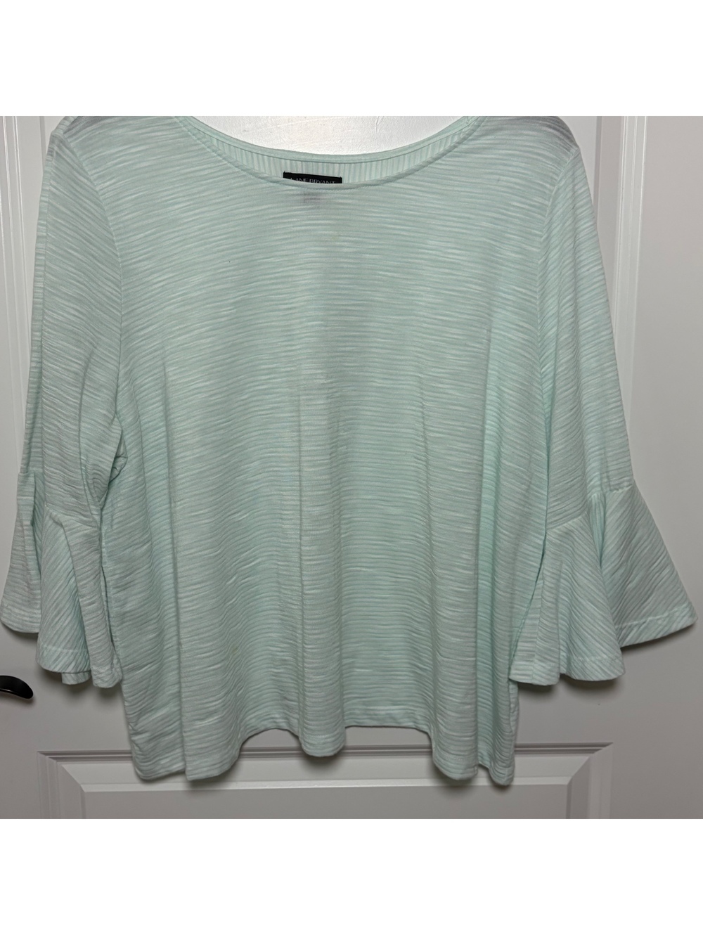 Lane Bryant Mint Green Striped Bell Sleeve Top Size 22/24